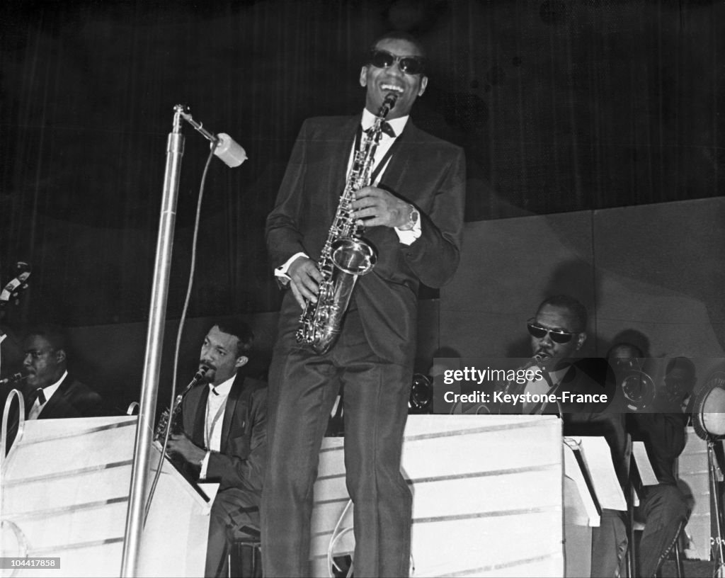 Ray Charles Playing The Saxophone Onstage 1963