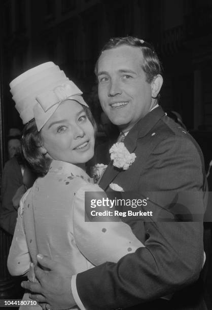English actor Ian Hendry marries English actress Janet Munro during a wedding ceremony at Bayswater Presbyterian Church in London on 18th February...
