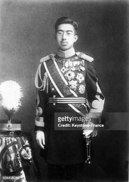 Official portrait between 1928 and 1935 of Emperor HIROHITO of Japan.