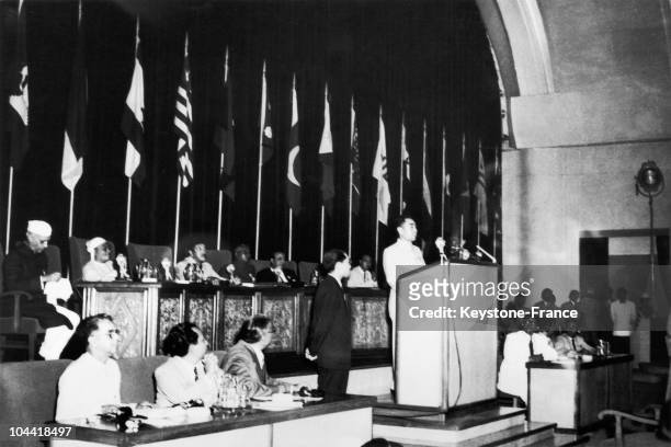 The Prime Minister Chou En Lai Of The Popular Republic Of China Attending The First Asia-Africa Conference In Bandung In April 1955.