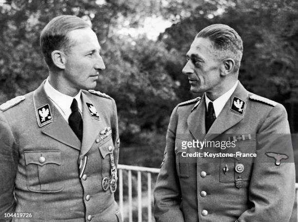 Obergruppenführers Reinhard Heydrich and Karl Hermann Frank , Prague, Czechoslovakia, September 1941. Heydrich became Acting Reich-Protector of...