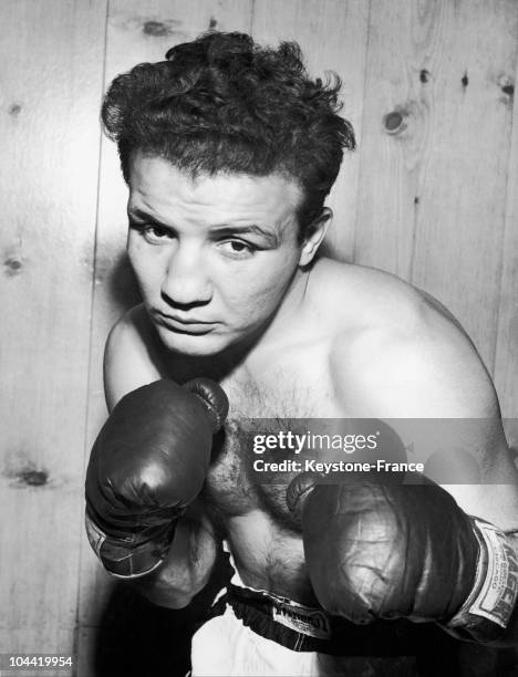 Portrait Of The American Boxer Jake Lamotta While He Was Preparing For His Fight Against Marcel Cerdan In September 1949.