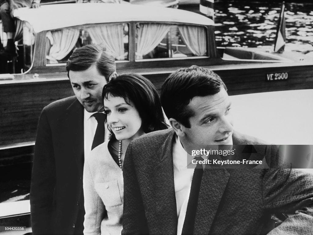 Paum Guers, Marie Laforet And Jean-Gabriel Albicocco At The Venice Mostra 1961