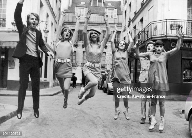 Models Presenting The Fashion Styles From Carnaby Street, In Paris On November 22, 1966.