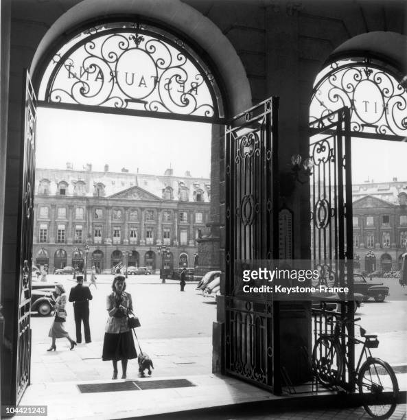 Entrance To The Restaurant Of The Ritz Hotel, Place Vendome In Paris, Around 1948.