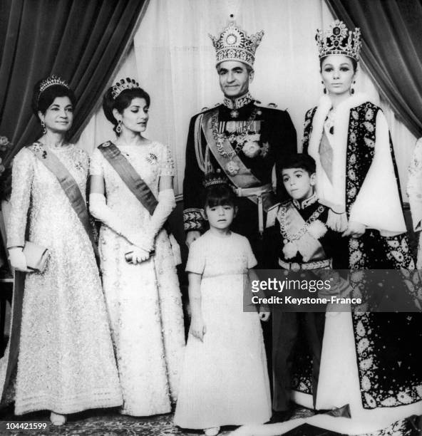 From Left To Right: Ashraf Pahlavi, Princess Shahnaz Pahlavi, His Imperial Highness Shahanshah Arya Mehr, The Empress Of Iran Farah Diba, Princess...