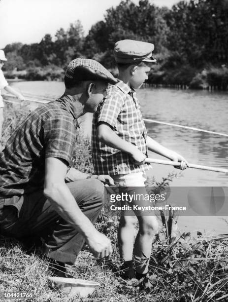Professor Teching To A Pupil The Fishing In Montereau Circa 1965.