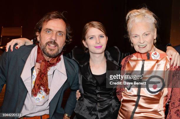 Andreas Kronthaler, Chelsea Manning and Dame Vivienne Westwood attend attends the annual Friends Of The Institute of Contemporary Arts dinner in...