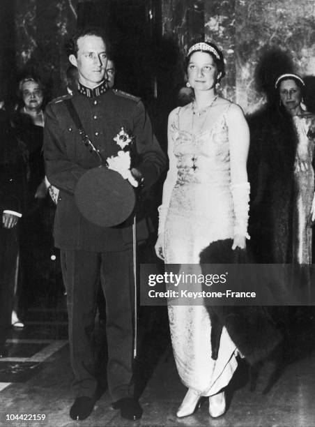 King Leopold Iii Of Belgium And His Wife Queen Astrid Attending A Charity Gala In Brussels For Invalid Soldiers, Around 1934-1936.