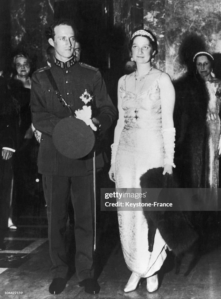 King Leopold And Queen Astrid Of Belgium During A Charity Gala In Brussels Around 1934-1935