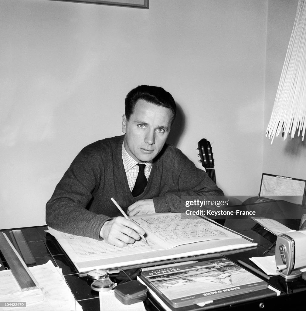 Maurice Jarre At His Work Table 1963