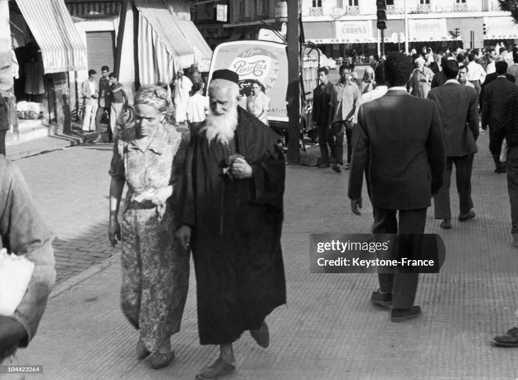 Moroccan Jew Couple Walking In Casablanca In 1957