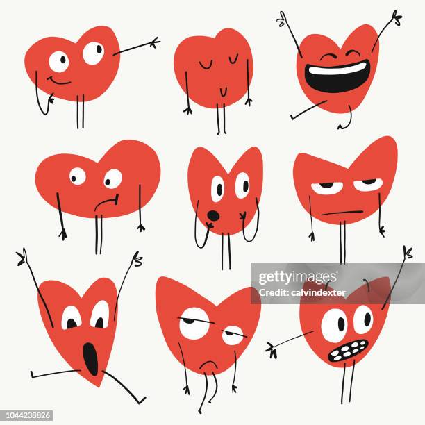 ilustrações de stock, clip art, desenhos animados e ícones de heart shapes emoticons - character vector