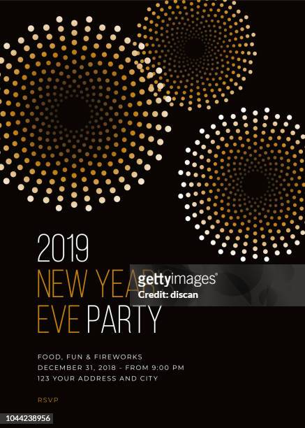 stockillustraties, clipart, cartoons en iconen met gelukkig nieuwjaar achtergrond met vuurwerk. - new years eve 2019