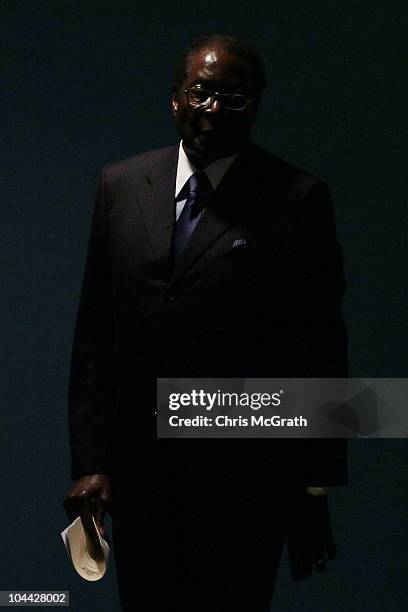 Robert Mugabe, President of the Republic of Zimbabwe arrives to address the 65th session of the General Assembly at the United Nations on September...