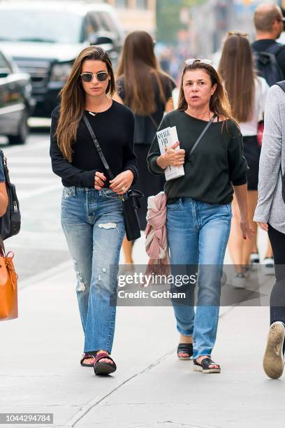 Lea Michele and Edith Sarfati are seen in NoHo on October 1, 2018 in New York City.