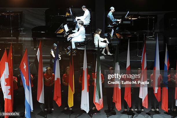 Atmosphere during the opening ceremony of the men's World Volleyball Championship on September 24, 2010 at Piccolo Teatro in Milan, Italy.