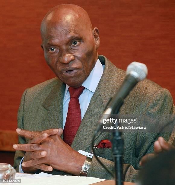 President of Senegal, Abdoulaye Wade attends the 2010 World Festival of Black Arts and Cultures NYC press conference at the Grand Hyatt on September...