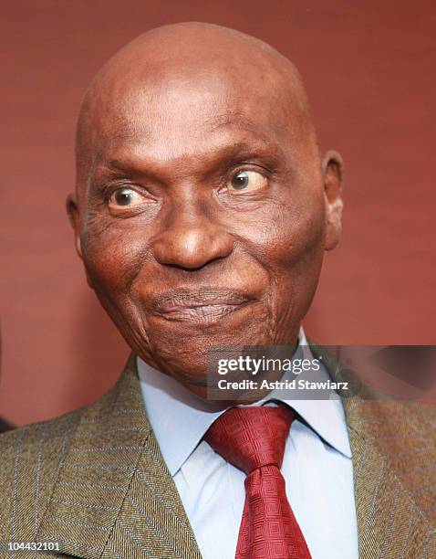 President of Senegal, Abdoulaye Wade attends the 2010 World Festival of Black Arts and Cultures NYC press conference at the Grand Hyatt on September...