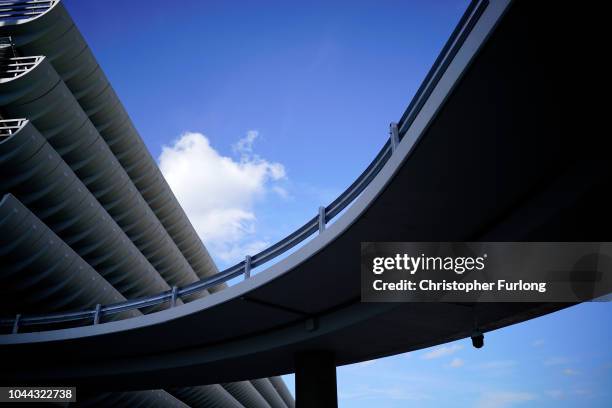 An exterior view of the refurbished Preston Bus Station and its multi-story car park on September 25, 2018 in Preston, England. Preston Bus Station...