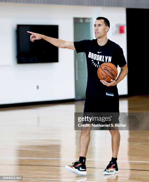 Assistant Coach Pablo Prigioni of the Brooklyn Nets is seen during practice on September 27, 2018 at HSS Training Center in Brooklyn, New York. NOTE...
