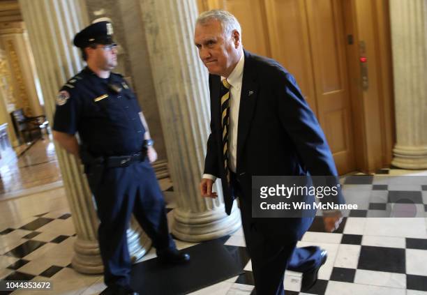 Sen. John Kyl walks to the weekly Republican policy luncheon September 25, 2018 in Washington, DC. Supreme Court nominee Brett Kavanaugh's hearing...