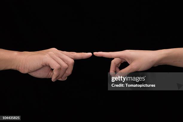 two hands both touching at the index finger - sharp angle stock pictures, royalty-free photos & images