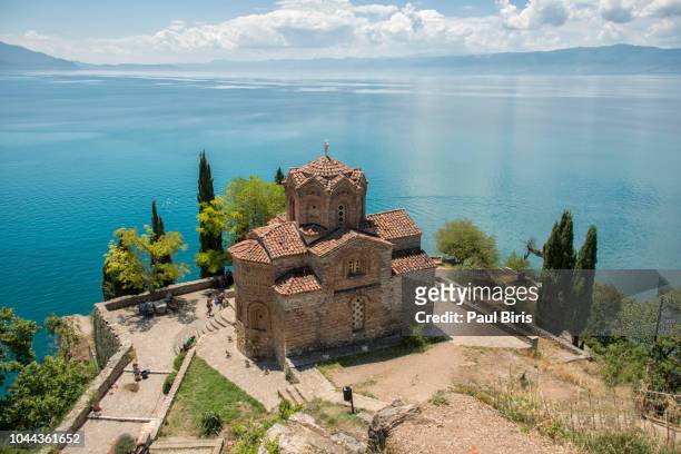 sveti (saint) jovan kaneo church on lake ohrid, macedonia - ohrid stock pictures, royalty-free photos & images