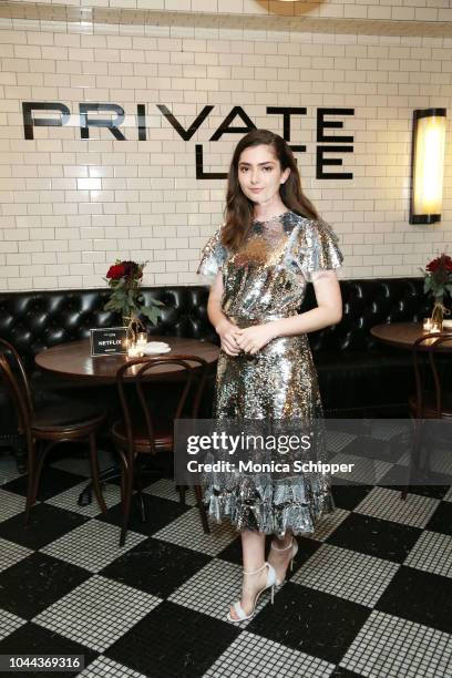 Actress Emily Robinson attends Netflix's "Private Life" red carpet and cocktail reception on October 1, 2018 in New York City.