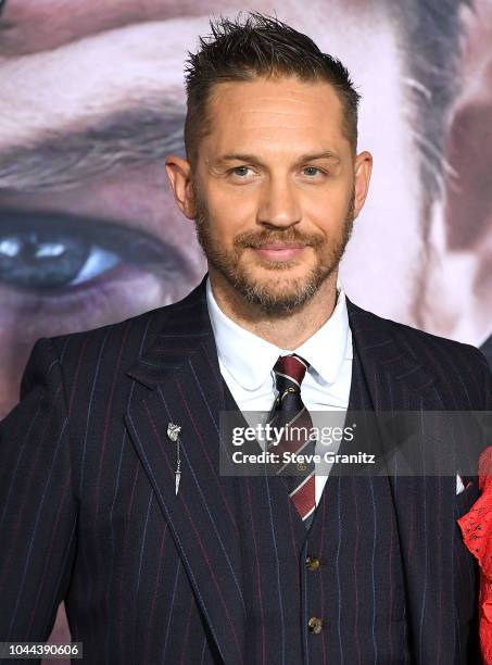 Tom Hardy arrives at the Premiere Of Columbia Pictures' "Venom" at Regency Village Theatre on October 1, 2018 in Westwood, California.