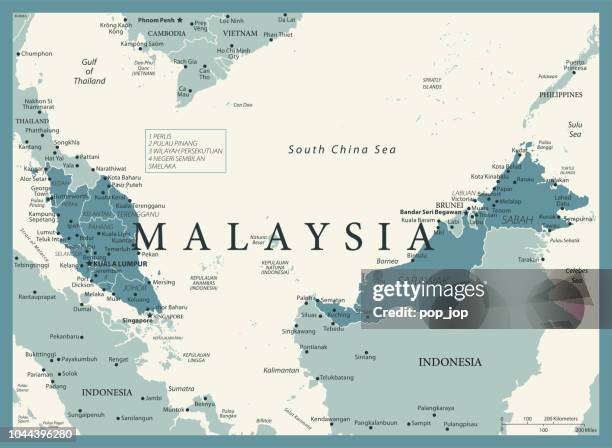 24 - malaysia - vintage murena isolated 10 - south east asia map vector stock illustrations