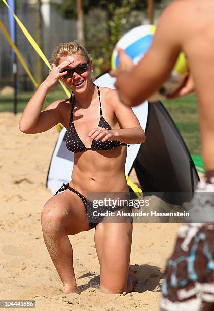Cross Country athlete Miriam Goessner plays beach volleyball during the 'Champion des Jahres' event week at the Robinson Club Quinta da Ria on...