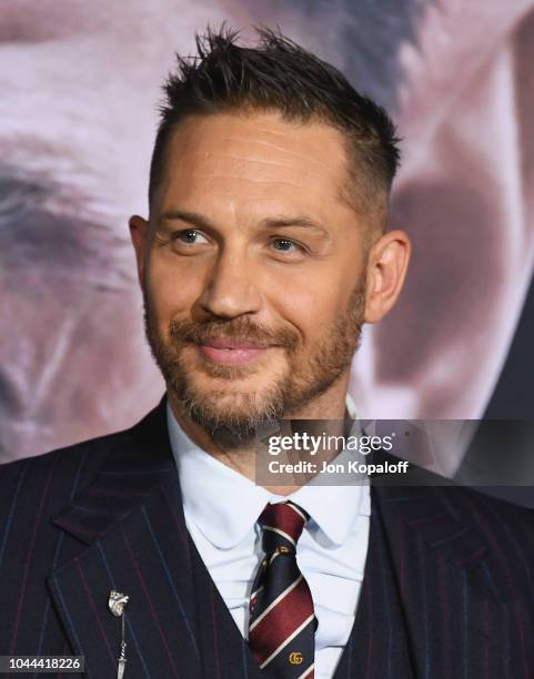 Tom Hardy attends the premiere of Columbia Pictures' "Venom" at Regency Village Theatre on October 1, 2018 in Westwood, California.