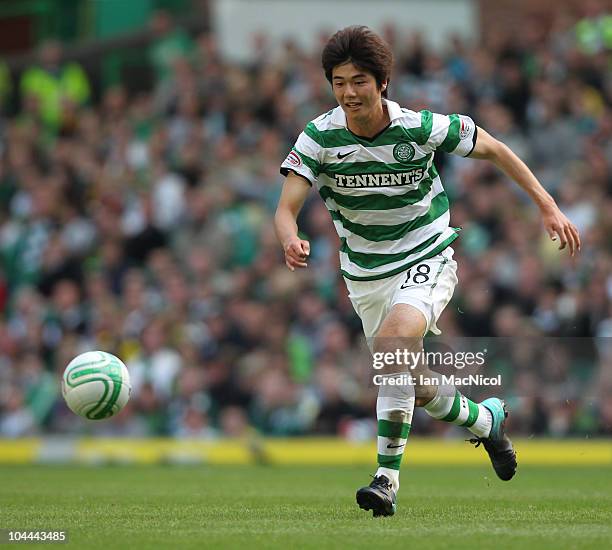 Ki Sung Yeung of Celtic during the Clydesdale Bank Scottish Premier League match between Celtic and Hibernian at Celtic Park on September 25, 2010 in...