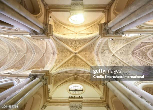 ceiling decoration inside erice's duomo cathedral in sicily, italy - erice imagens e fotografias de stock