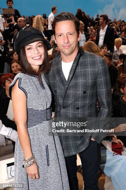 Alessandra Mastronardi and Ross McCall attend the Chanel show as part of the Paris Fashion Week Womenswear Spring/Summer 2019 on October 2, 2018 in...