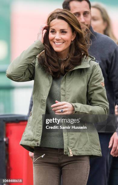Catherine, Duchess of Cambridge during a visit to Sayers Croft Forest School and Wildlife Garden on October 2, 2018 in London, England. Sayers Croft...