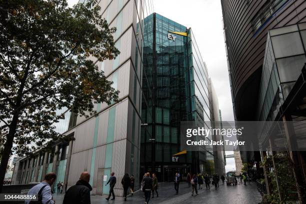 The Ernst & Young offices stand in 1 More London Riverside on October 2, 2018 in London, England. The government has called for a review of the...
