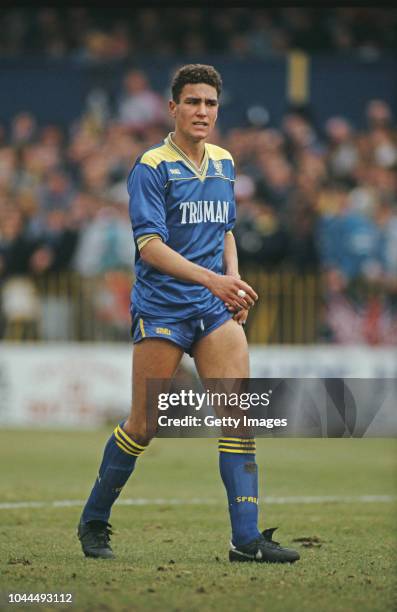 Wimbledon player Vinny Jones looks on during the FA Cup 6th Round match against Tottenham Hotspur at Plough Lane on march 15, 1987 in Wimbledon,...