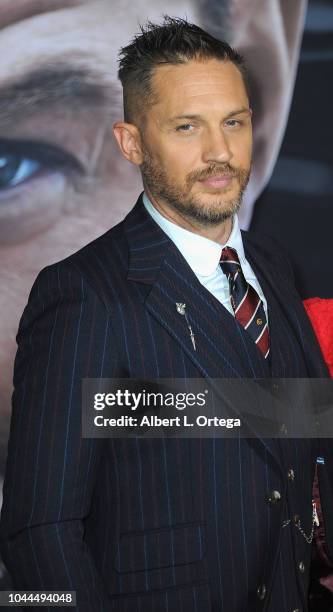 Actor Tom Hardy arrives for Premiere Of Columbia Pictures' "Venom" held at Regency Village Theatre on October 1, 2018 in Westwood, California.