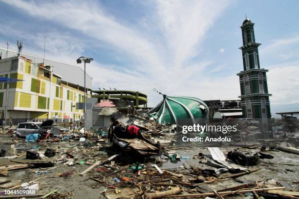 Damaged Baiturrahman mosque is seen after being hit by the earthquake and tsunami waves, in the city of Palu, Central Sulawesi, Indonesia on 2...