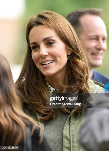 Catherine, Duchess Of Cambridge visits Sayers Croft Forest School and Wildlife Garden on October 2, 2018 in London, England. Sayers Croft is an...