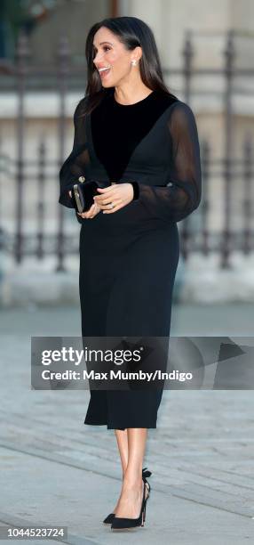 Meghan, Duchess of Sussex arrives to open 'Oceania' at the Royal Academy of Arts on September 25, 2018 in London, England. 'Oceania' is the...