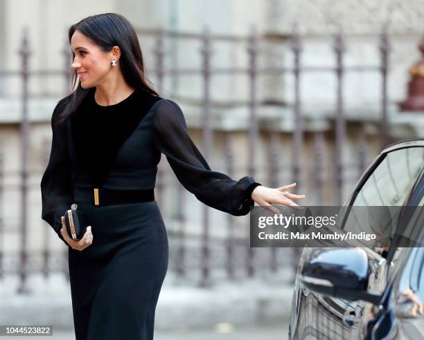 Meghan, Duchess of Sussex arrives to open 'Oceania' at the Royal Academy of Arts on September 25, 2018 in London, England. 'Oceania' is the...