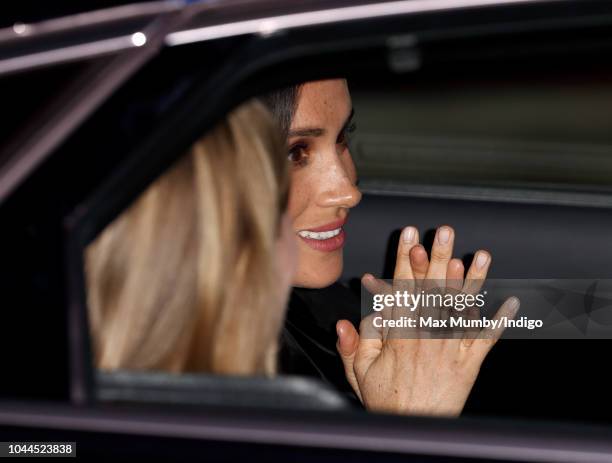 Meghan, Duchess of Sussex departs after opening 'Oceania' at the Royal Academy of Arts on September 25, 2018 in London, England. 'Oceania' is the...