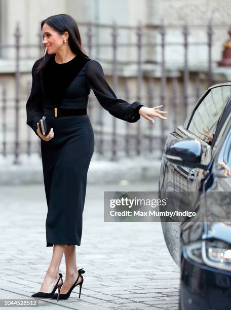 Meghan, Duchess of Sussex arrives to open 'Oceania' at the Royal Academy of Arts on September 25, 2018 in London, England. 'Oceania' is the...