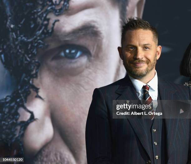 Actor Tom Hardy arrives for Premiere Of Columbia Pictures' "Venom" held at Regency Village Theatre on October 1, 2018 in Westwood, California.