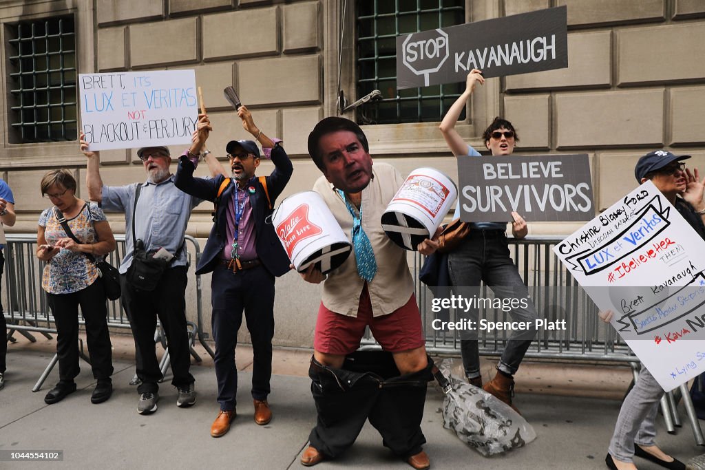 Protestors Rally Against Brett Kavanaugh Nomination Outside Yale Club In NYC