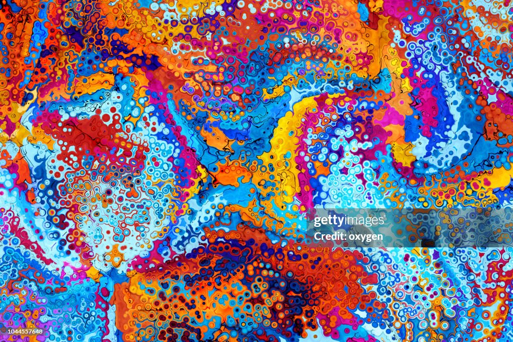 Creative ebru background with abstract painted waves