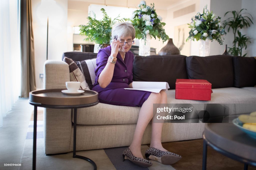 Prime Minister Theresa May Prepares Her Keynote Speech